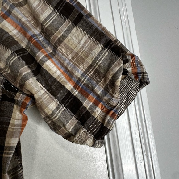 Urban Pipeline Mens Shirt  Large brown and orange plaid  Button Up. Pearl Snap. - Picture 11 of 16